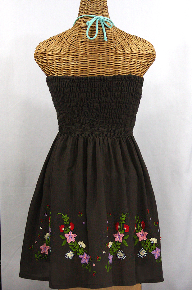 "La Solana" Embroidered Peasant Sundress - Brown