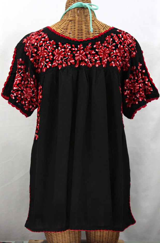 "Lijera Libre" XL Mexican Blouse -Black + Red