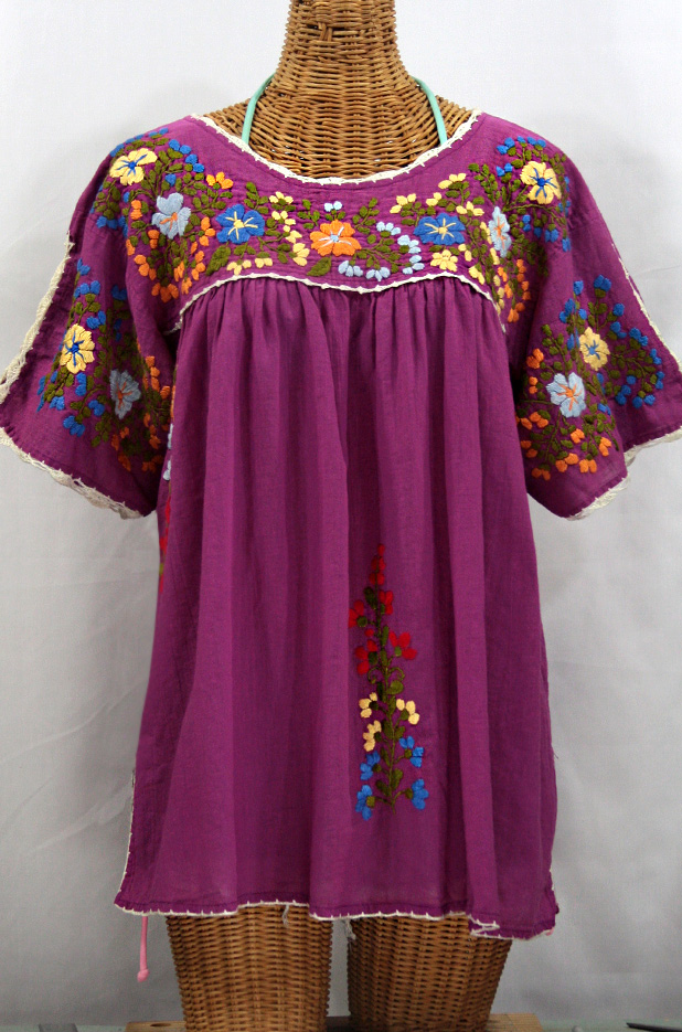 "Lijera Libre" Plus Size Mexican Blouse -Fuchsia Pink