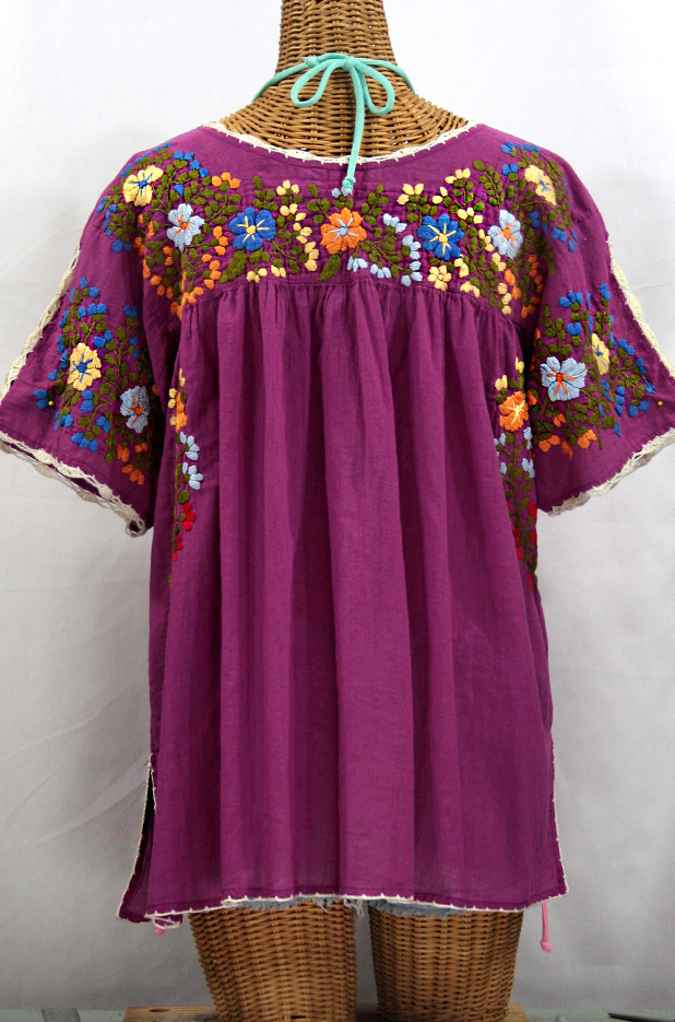 "Lijera Libre" Plus Size Mexican Blouse -Fuchsia Pink