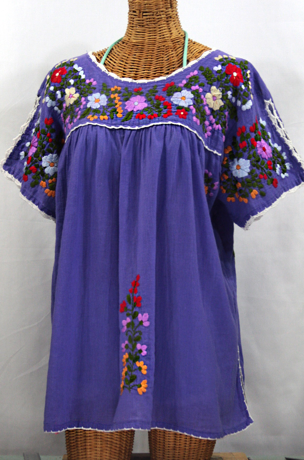 "Lijera Libre" Plus Size Embroidered Blouse -Purple