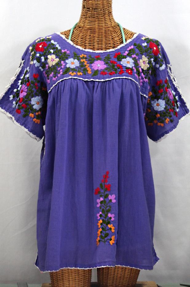 "Lijera Libre" Plus Size Embroidered Blouse -Purple