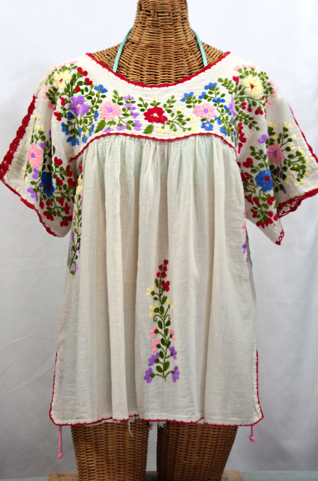 Size XXL hand embroidered Mexican blouse