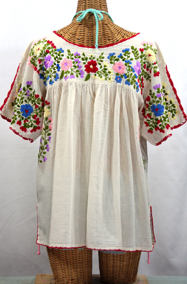 "Lijera Libre" Plus Size Embroidered Mexican Peasant Top -Off White